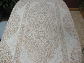 Large Vintage Quaker Lace Cotton Tablecloth 68 " X 98 "