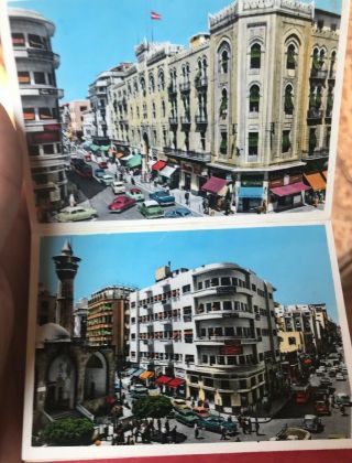 Lebanon Beirut Vintage Attached Postcard Booklet Color Photo 1950s Very Rare 2
