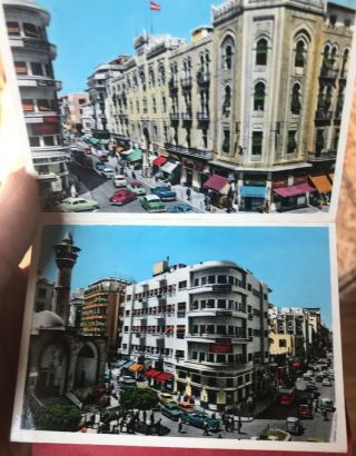 Lebanon Beirut Vintage Attached Postcard Booklet Color Photo 1950s Very Rare 4