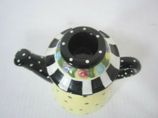 Mary Engelbriet Tea Pot Pillar Candle Holder Whimsical Floral Polka Dot 3