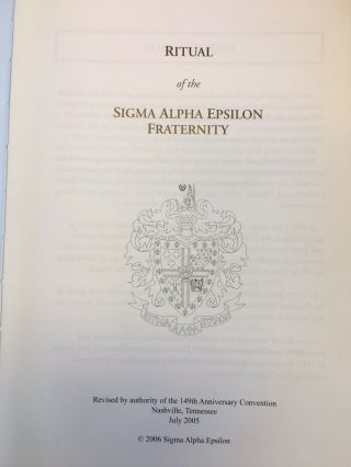 Ritual Of The Sigma Alpha Epsilon Fraternity Hard Cover Book 2006 3