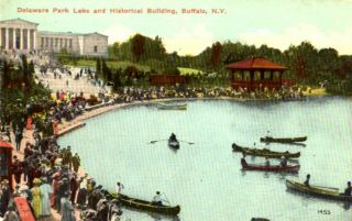 Buffalo,  York - Delaware Park Lake And Historical Building - 1908