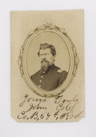 Civil War Cdv Photo Captain John Cole,  54th Pa Volunteer Infantry Regiment