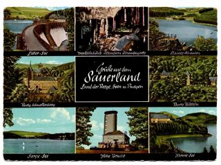 Sauerland Land Der Berge Seen U Burgen Postcard Germany Lister See Henne Sorne