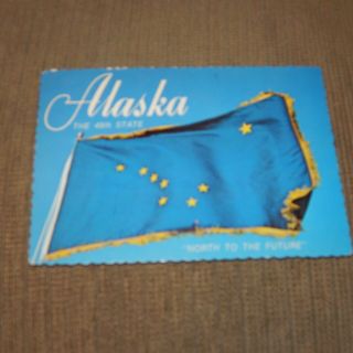 Vintage Postcard Alaska,  The 49th State,  " North To The Future ",  State Flag