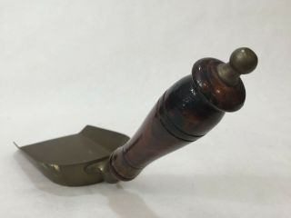 Vintage Brass Scuttle Coal Shovel with Wooden Handle,  14 