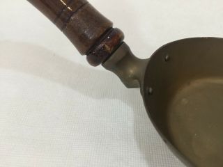Vintage Brass Scuttle Coal Shovel with Wooden Handle,  14 
