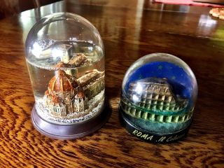 Vintage Florence And Rome Snow Globes Coliseum St Peter’s &duomo Italy Souvenirs