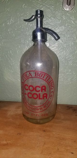 1930s Coca - Cola Seltzer Bottle From Coca - Cola Bottling Company Morgantown Wv