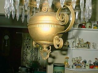 Antique B&H Hanging Oil Lamp Bradley Hubbard Complete Motor Smoke Bell No Shade 6