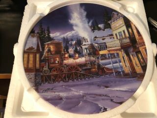 Collector Bradford Plate Old Railroad Train Great West Early Morning Arrival