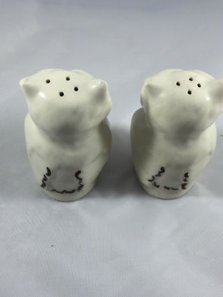 Vintage Winking Ceramic Owl Salt and Pepper Shakers Rare (white & brown) 3