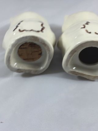Vintage Winking Ceramic Owl Salt and Pepper Shakers Rare (white & brown) 4