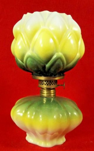 Miniature Artichoke Oil Lamp Mfg.  By Consolidated Lamp & Glass Co.  C.  1900