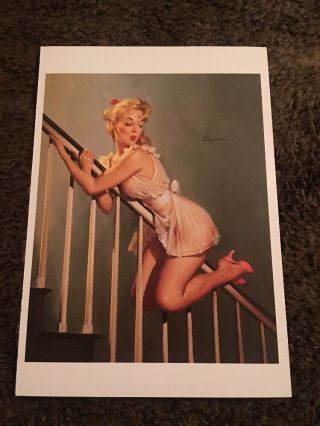 Postcard Vintage Pin Up Girl Art Look Out Below By Gil Elvgren 1956