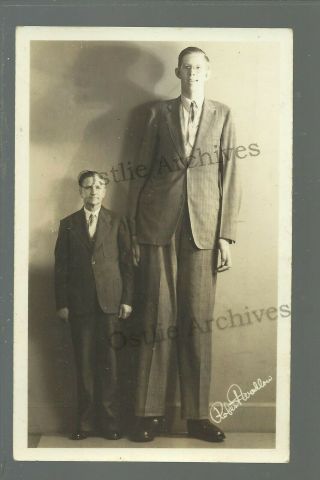 Rp 1940 Studio Shot Tallest Man In The World Posing Autographed Robert Wadlow