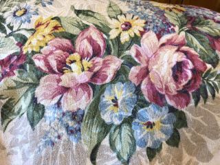 Vintage 3 Pair (6 Total) Of Rose Floral Barkcloth Drapes Or Curtain Panels