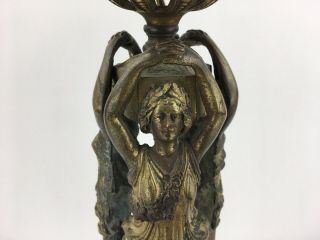 19th C.  Bradley & Hubbard Electric Oil Brass Bronze Figural Lady Lamp B&H 11