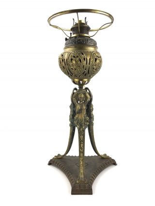 19th C.  Bradley & Hubbard Electric Oil Brass Bronze Figural Lady Lamp B&h