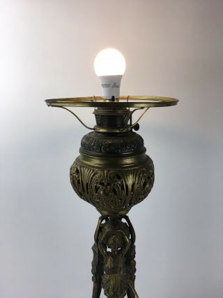 19th C.  Bradley & Hubbard Electric Oil Brass Bronze Figural Lady Lamp B&H 4