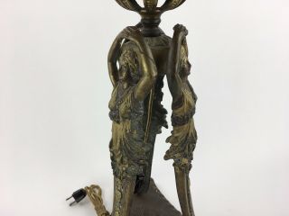 19th C.  Bradley & Hubbard Electric Oil Brass Bronze Figural Lady Lamp B&H 5