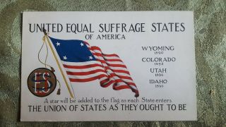 United Equal Suffrage 4 States Flag Postcard Equal Rights 4 States