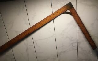 1800s Brass • Lufkin 3282 • Wood Carpenter Square Ruler‼️engineer Tool Framing