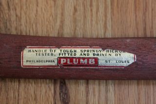 Vintage Plumb National Hickory Handle Single Bit Hatchet Axe Tool USA 2