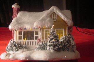 2008 Thomas Kinkade Childhood Home By Teleflora Lighted Christmas Cottage