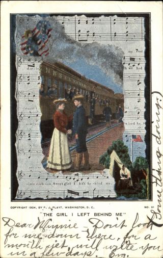 Girl I Left Behind Song Music Soldier Train Military Flag 1905 To Minnie Kleuck