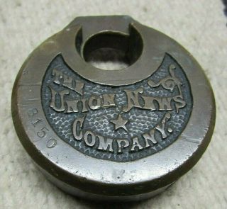The Union News Company 6 Lever Key Brass Padlock Mfr By Miller Lock Pat1873