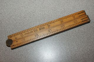 Vintage Stanley 24 Inch Wood 4 Way Folding Ruler Made In Usa No.  68 Boxwood