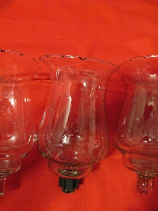 Home Interiors Homco Clear Glass Etched Wheat Tall Candle Votive Cup - Set of 3 3