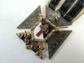 Antique Sterling SIlver Solid Gold Knights Templar Badge Medal Pin St Bernard 2