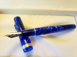 Visconti Voyager Fountain Pen In Typhoon Blue With 14k Fine Nib