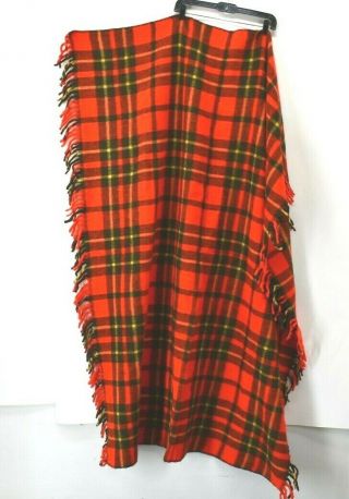 Vintage Faribo Plaid Wool Stadium Throw Blanket Red W Carrying Case 62 " X 46 "