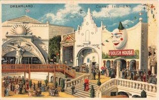 1907 Foolish House Dreamland Coney Island Ny Post Card Brooklyn Amusement Park