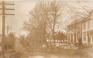 E62/ Loydsville Ohio Rppc Postcard C1910 West Main Street Homes Man