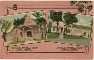 Swanson Funeral Home Vintage Nebraska Postcard Mortuary