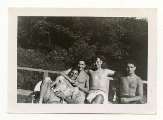 25 Vintage Photo Affectionate Swimsuit Soldier Boy Man At Beach Snapshot Gay