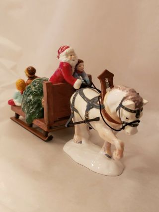 Dept 56 Snow Village Santa On Tree Sled From The Silver Bells Christmas Shop