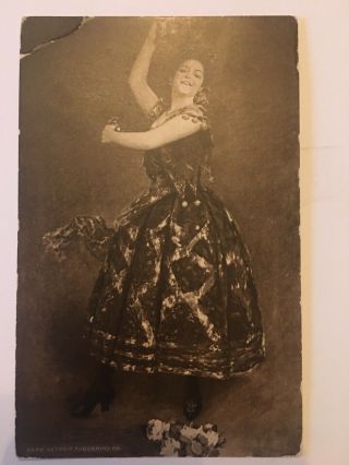 Vintage Postcard Real Photo Spanish Dancing Woman With Clackers Phostint Card