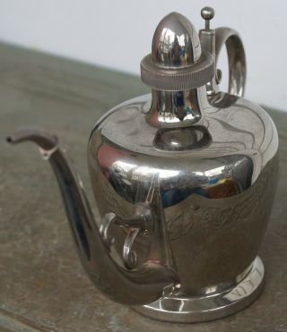 Antique S.  Sternau & Co Nickel Plated Oil Lamp Filler Can Pitcher 1898