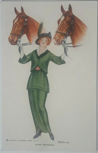 Deco Glamour / Fashion,  Woman & Horses,  " Sure Winners ",  By R O Wallace,  C 1920