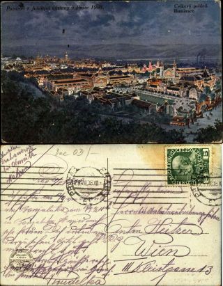 Pozdrav Z Jubilejni Vystavy U Praze 1908 Celkovy Pohled Illuminace Night