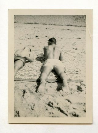 22 Vintage Photo Handsome Swimsuit Soldier Boy Man At Beach Snapshot Gay