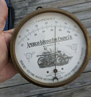 Rare 1890 American Lafrance Fire Engine Thermometer Sign
