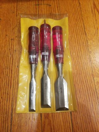 Set Of 3 Fuller Chisels No 99 1 " 3/4 " And 1/2 " Wood Carving Tools