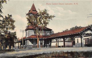 E8/ Lancaster Hampshire Postcard C1910 Maine Central Railroad Depot 8