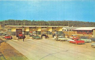 Opening Of The Straits Of Mackinac Bridge Wi Toll Gates Old Cars Postcard